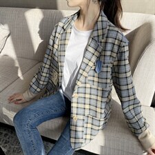 2021春季新款时尚格子西装外套修身显瘦百搭气质女装，女装西装，深水步
