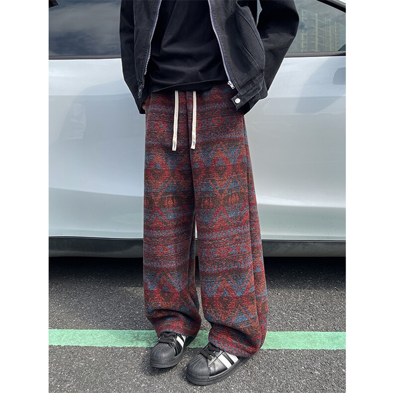 8XL-M羊羔绒裤子男冬季加绒加厚民族风重磅针织棉裤大码KZ023P78,男装民族服装,电商B312