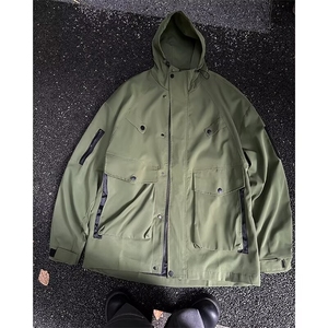 男装冲锋暗黑复古工装夹克男女潮魔术贴户外连帽衣服外套-JK0188,fun衣服的搭配图片