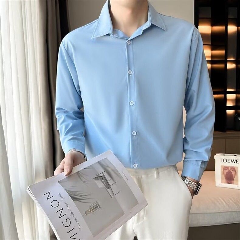 潮衬衫标准长袖新款男百搭文艺方领日系潮流纯色WC07P28,男装衬衫,星座1116-2