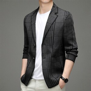 BW21059钱塘2020-2秋季新款时尚潮流男士西服格纹修身男外套P263图片