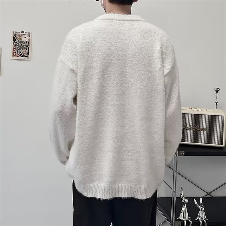 深灰色美式复古毛衣男款秋冬圆领长袖针织衫cleanfit慵懒风打底衫,男装针织衫/毛衣,星座1013