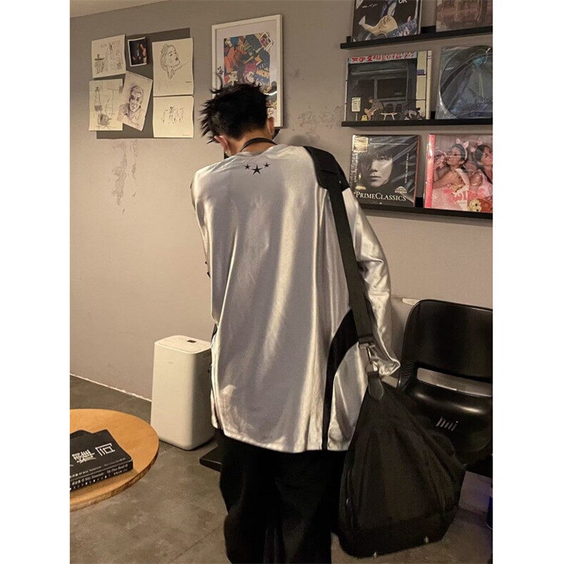 美式复古街头卫衣男女秋季长袖字母印花银色运动风球衣潮情侣上衣,男装卫衣,星座506A