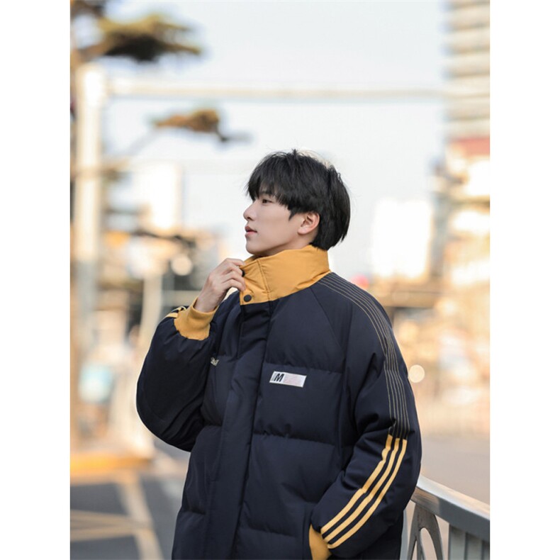 秋冬运动条纹织带撞色棉服男秋冬宽松休闲百搭加厚棉衣P103X168,男装棉衣,星座803