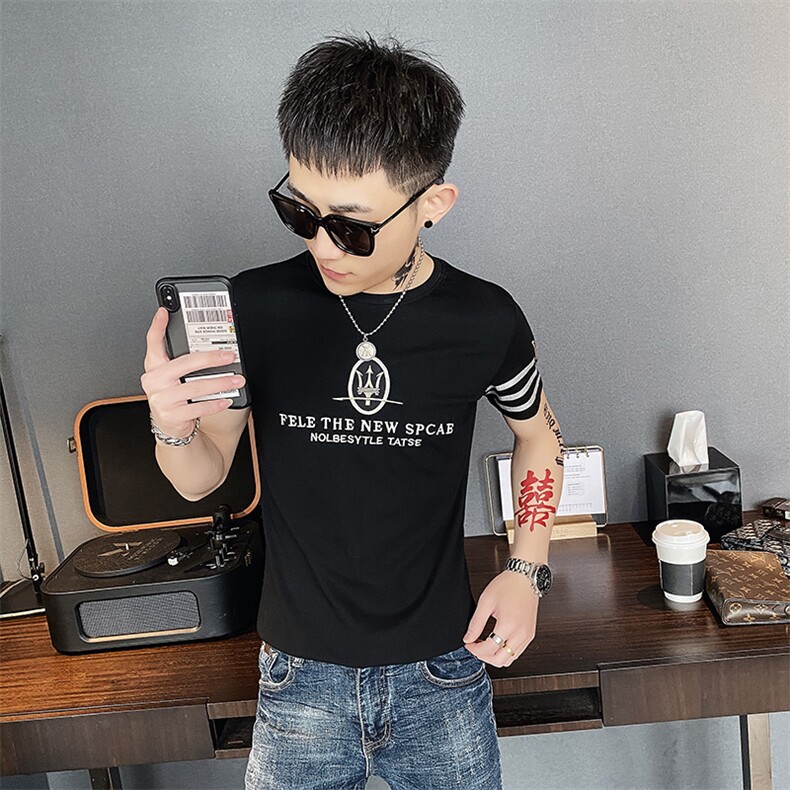 312A-7315-P35新款社会小伙短袖T恤修身男士潮流半袖体恤H,男装T恤,星座312A-5
