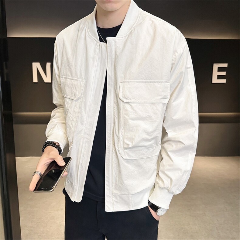 2025数据新款棒球领帅气工装青年夹克百搭时尚潮流上衣-2826，男装夹克，电商A225