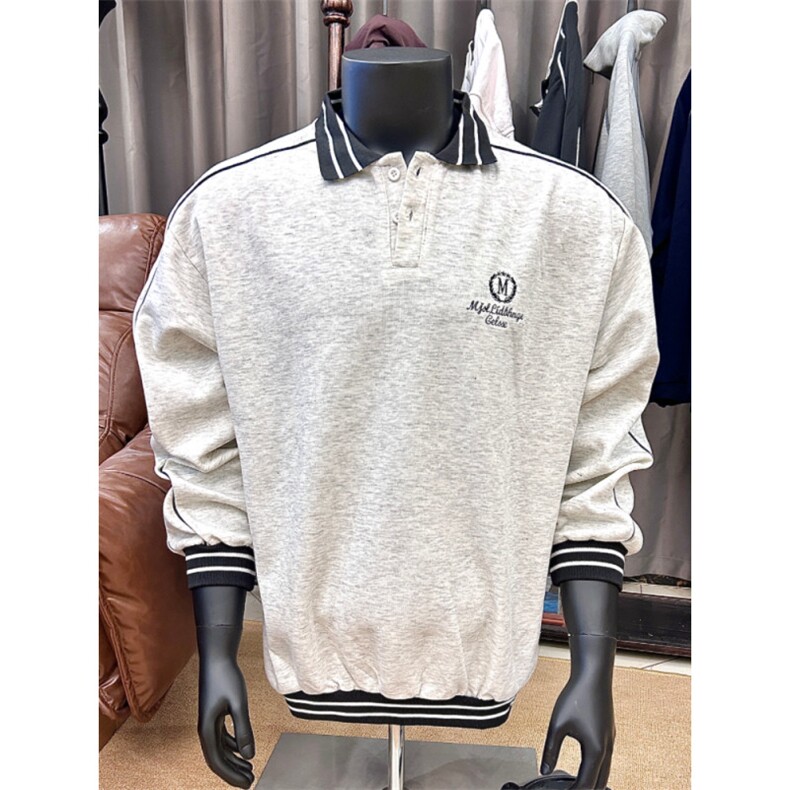 美式复古翻领卫衣新款宽松长袖POLO衫潮513WY3464P45，男装Polo衫，星座513