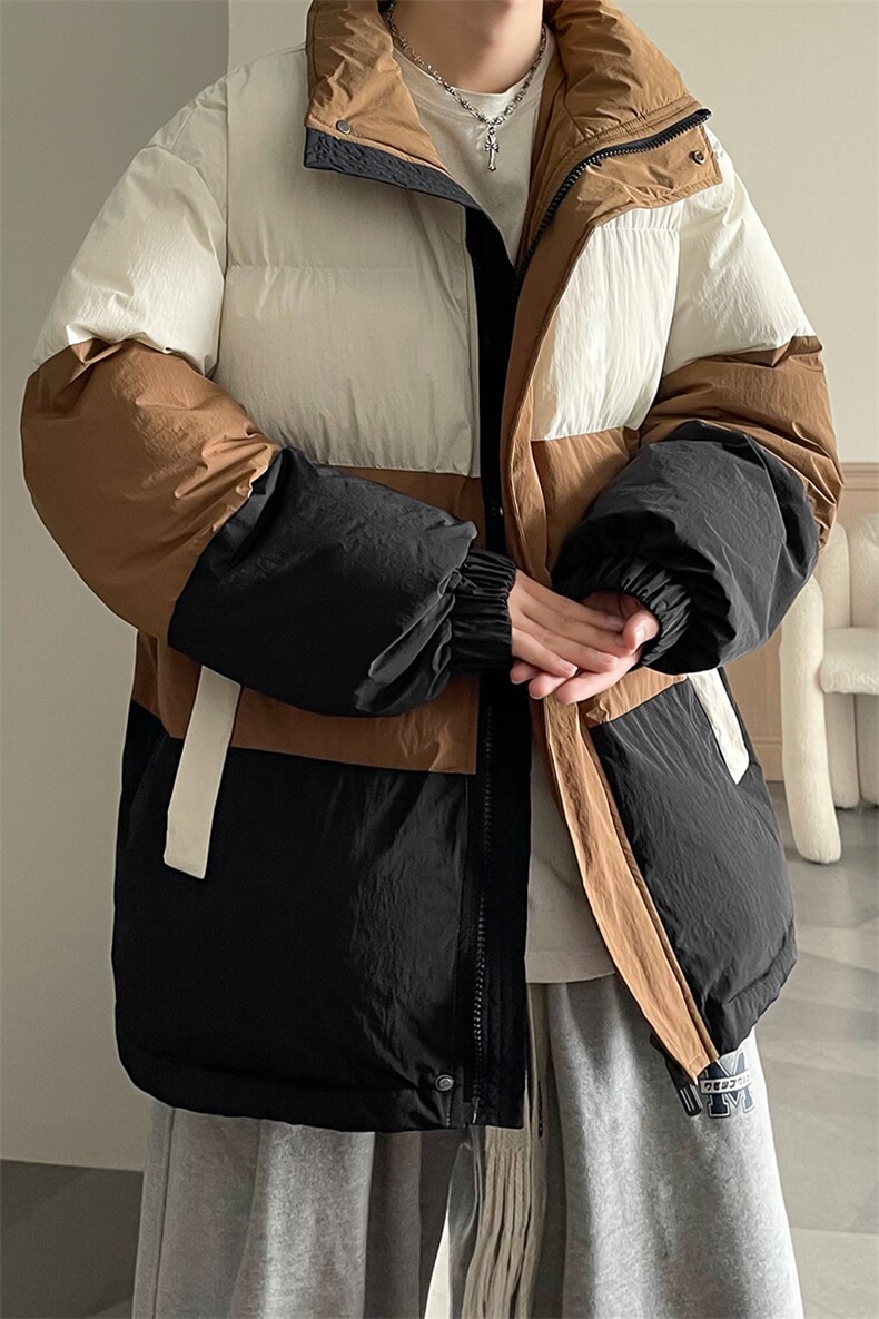 港风2026新品冬季宽松情侣装撞色棉衣棉服冬装加厚外套D007-P90,男装棉衣,星座717