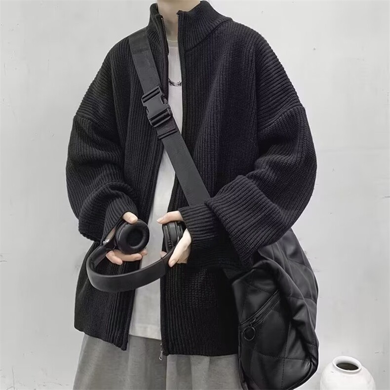 开衫毛衣男秋冬美式复古宽松慵懒风线衣潮流外套保暖学生潮流,男装针织衫/毛衣,星座506A