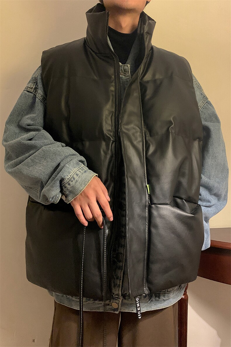 日系马甲棉服男女冬季潮牌宽松加厚立领坎肩外套HY22P85,男装棉衣,电商A102B