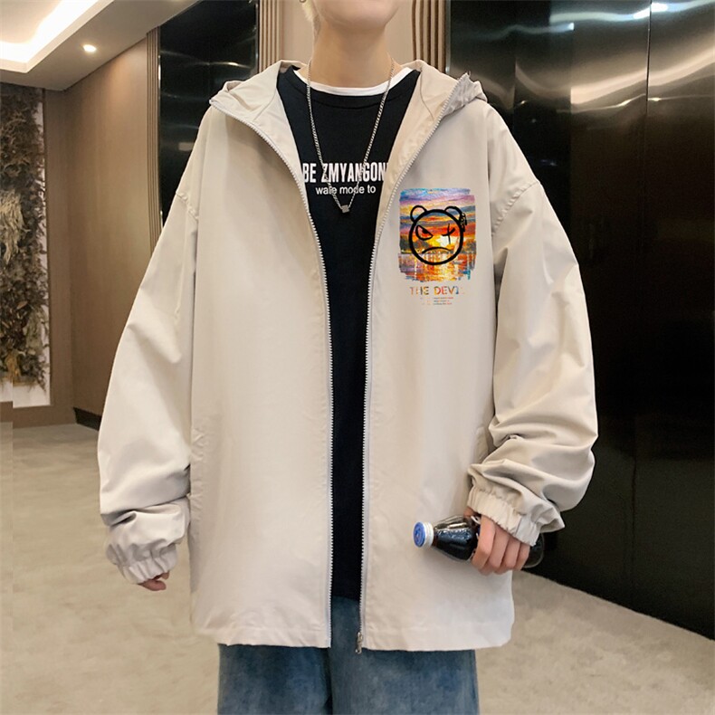 JK15-P45港风连帽春夹克男潮流大码开衫男休闲外套男,男装夹克,电商B367