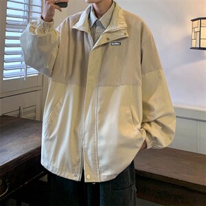 Wt156-P53纯色华夫格撞色夹克外套图片