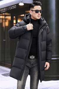 2025秋冬男中年羽绒服大衣商务休闲长款90绒子白鸭绒中老年羽绒服图片