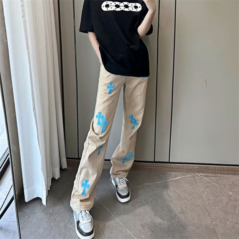 时尚美式休闲痞帅复古拼接痞帅牛仔裤男直筒宽松百搭长裤子潮牌，男装牛仔裤，星座506A