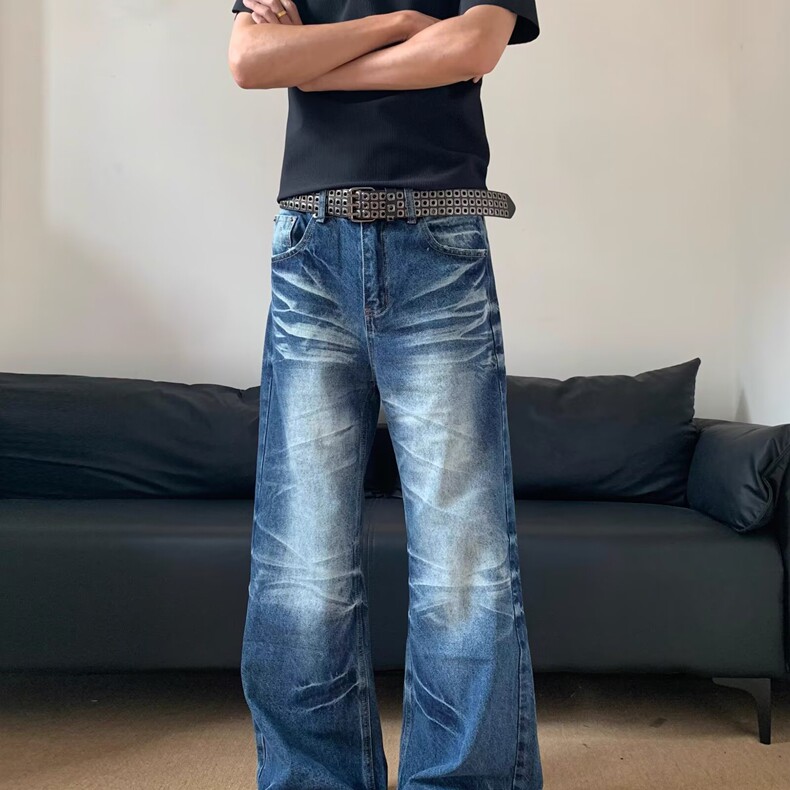 水洗做旧复古牛仔裤男2025新款高端休闲裤子潮牌男直筒长裤,男装牛仔裤,星座218-8