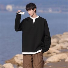 假两件华棉卫衣大码M-5XL表面棉底部聚酯纤维WY77961P48，男装卫衣，星座227-7