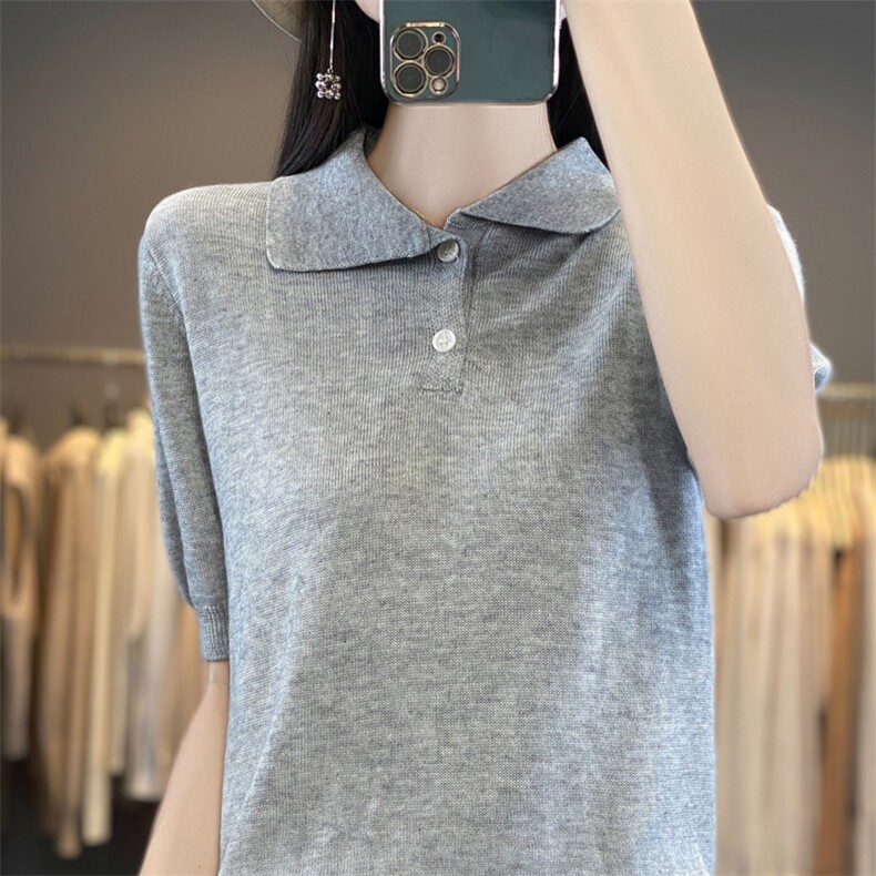 2024秋冬新款羊毛女士POLO领羊毛衫图片