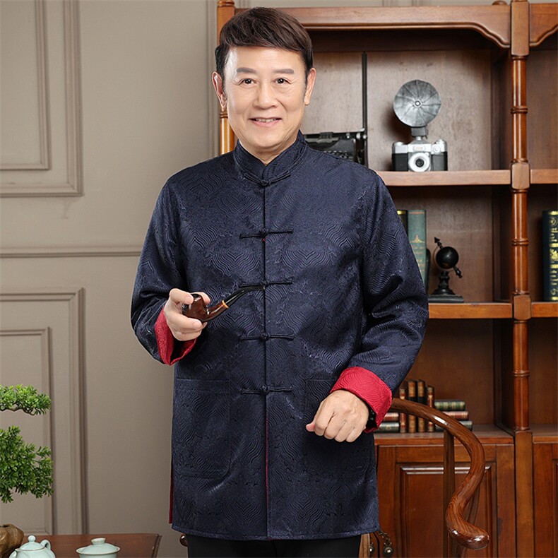 2026年大货春款两面穿风唐装外套男士中老年中式复古盘扣夹克图片