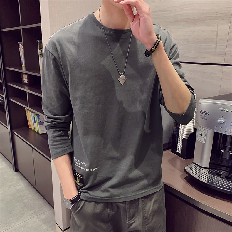 2021春新款男士长袖T恤春季潮流打底衫棉衣服体桖内搭DS329TP30,男装T恤,电商A102