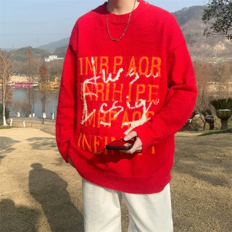 B292-P60春季新款慵懒风宽松针织衫美式潮牌字母提花毛衣男,男装针织衫/毛衣,星座512-6