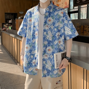 夏威夷花衬衫男夏季纯棉短袖寸衣翻领海边度假7242特P30图片