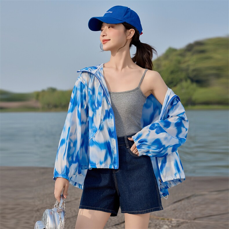 洋气超好看印花防晒衣女2025夏季新款宽松凉感透气轻薄防晒服外套,女装防晒衣,悦祺