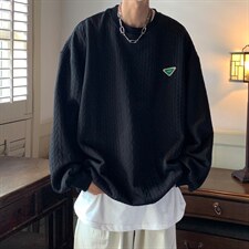 秋冬新款菱形格纹提花宽松圆领套头情侣卫衣大码外套H762P58，男装卫衣，电商A341