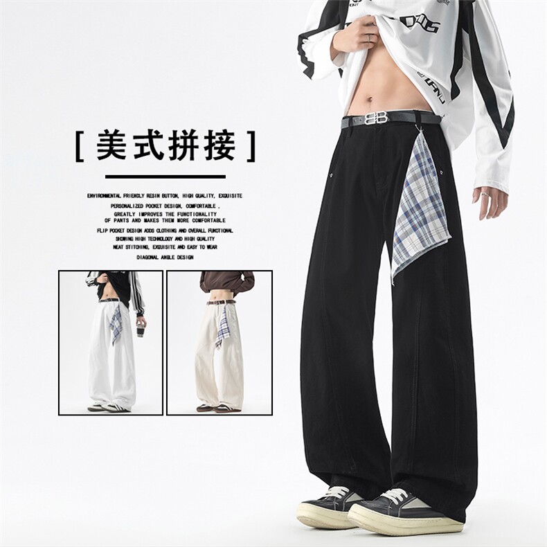 美式解构杏色方巾弯刀工装休闲裤宽松阔腿长裤K360特批3259.9,男装工装外套,星座718-1