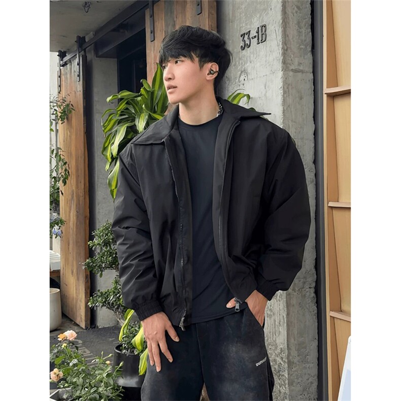 网图有货无拉链纯色版棉衣美式飞行夹克防水翻领棉服男A205-P75,男装夹克,星座1505
