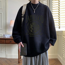 半高领毛衣男大码胖子针织衫毛线衣M18388-P45加绒款-P65，男装针织衫/毛衣，电商A040