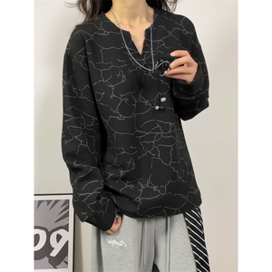 XZ809A/CX605/特P24/控48 印花美式V领长袖打底衫卫衣图片