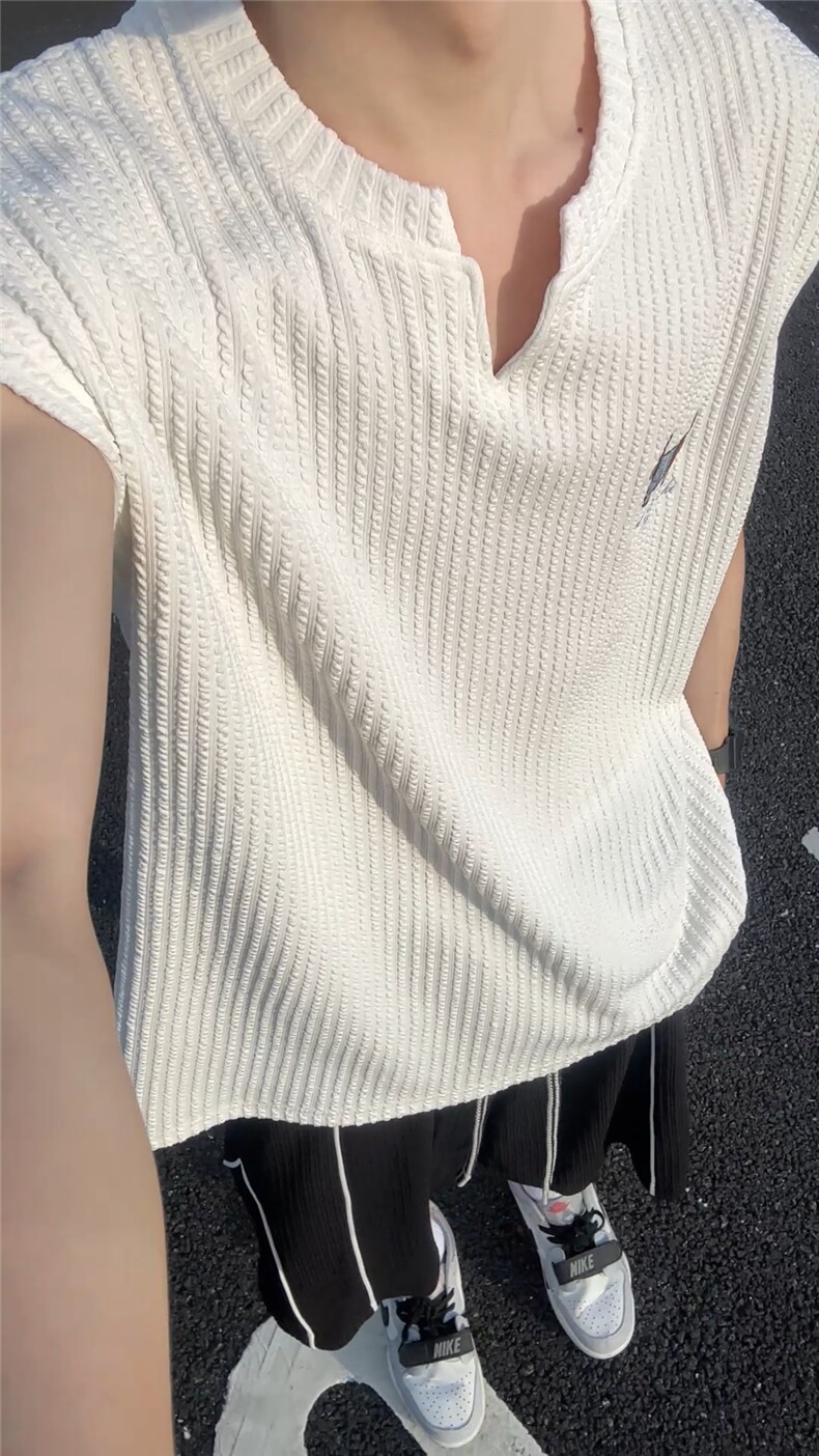 XZ809A/BSS03/特P24/控48肌理感腊肠狗绣花背心T恤,男装背心/马甲,星座809A(原222-1)