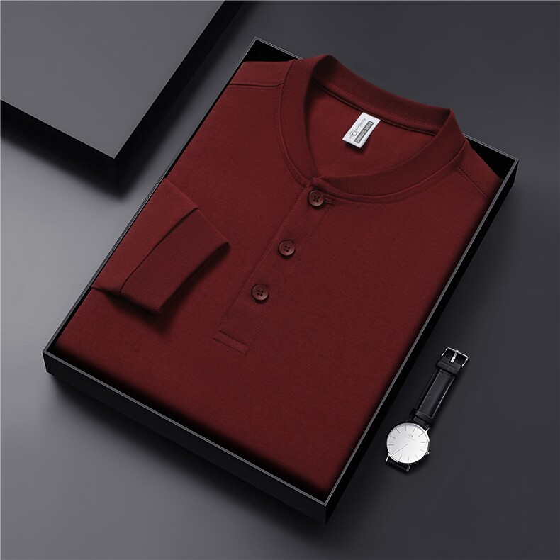 2025秋季新品240克索罗娜亨利领长袖t7A抗菌70%棉打底衫5011P40,男装T恤,星座1602B（原101B-1）