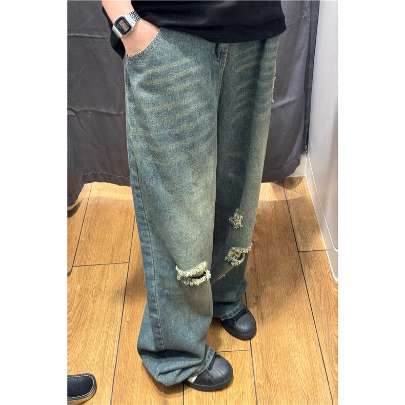 高街复古牛仔裤男款潮牌宽松直筒休闲阔腿长裤子NZ11-P58,男装牛仔裤,星座308B-2