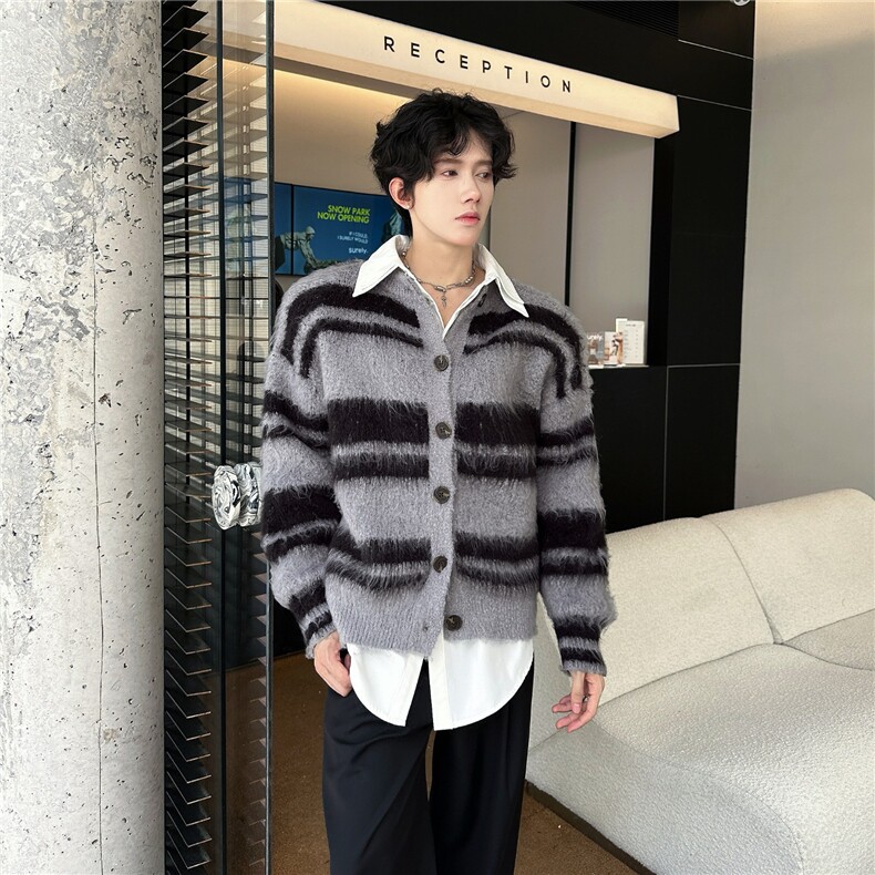美式复古软糯仿貂毛毛衣开衫外套男女秋冬季MY9564-P60,男装针织衫/毛衣,星座1109-4