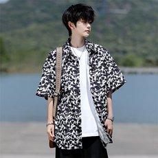 8XL-M花衬衫男短袖夏季薄款冰丝半袖宽松大码休闲外套DC28008P38，男装衬衫，电商B312
