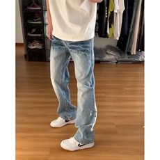 【现货特P】春装cleanfit牛仔裤男款裂纹美式高街裤子，男装牛仔裤，星座610A