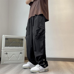 夏季排扣拉链开叉速干工装裤男款宽松直筒阔腿休闲长裤 K7195-P38图片