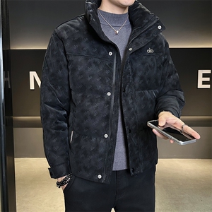 标50羽绒服男白鸭绒保暖外套PU皮字母印花上衣B317/Y539/P215图片