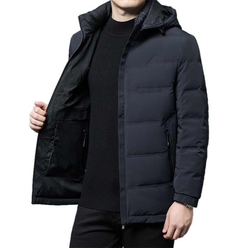CAH1802钱塘2020-2冬季厚款商务休闲简约连帽中年男士羽绒服P240,男装羽绒服,钱塘207-2