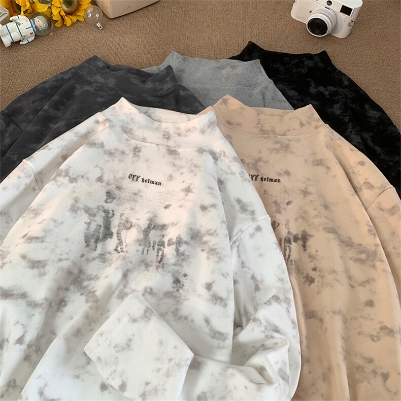 260克重磅扎染德绒半高领打底衫【有货】C403A-DR25472ZR-P25,男装T恤,电商C403A