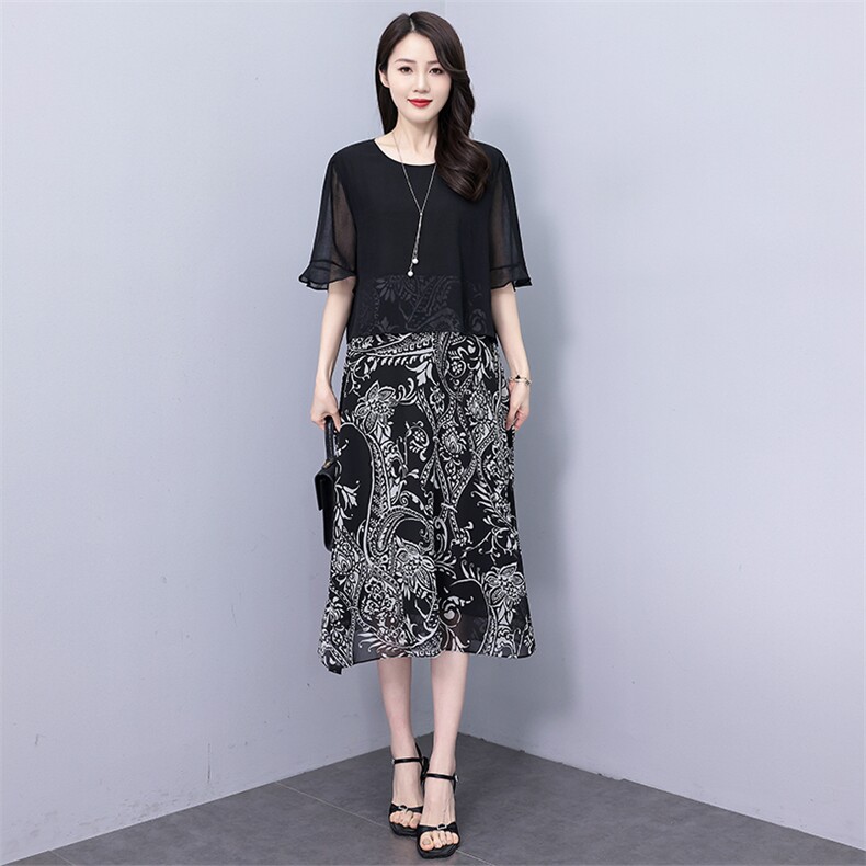 （现货）连衣裙女2026夏季新款假两件显瘦裙子,女装连衣裙,深妍伊美