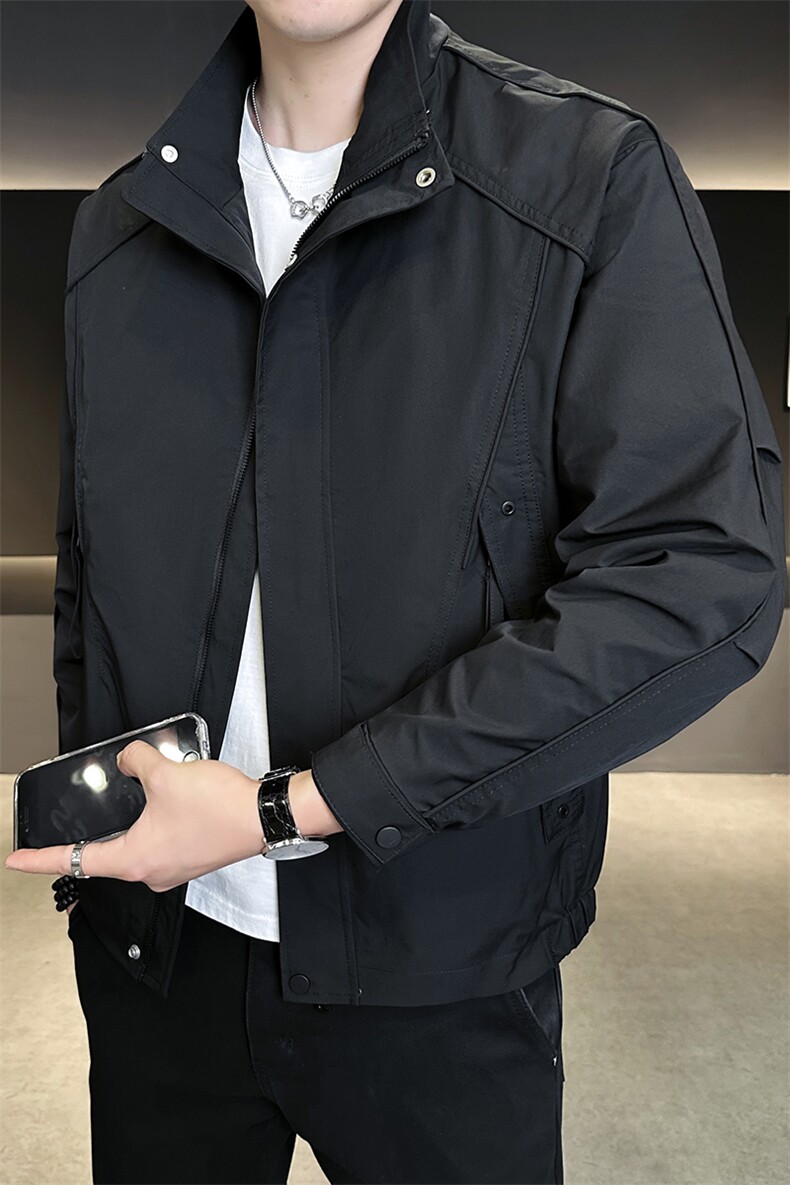 休闲夹克男2025店主风纯色立领外套夹克男装上衣B317/JK802/P105,男装夹克,电商B317