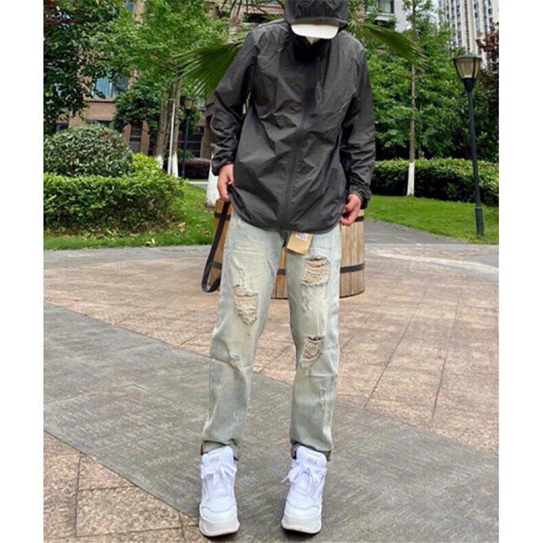 做旧牛仔裤男款春秋季水洗修身破洞长裤ins宽松百搭休闲裤NE618,男装休闲裤,星座1116A（原606A-3）