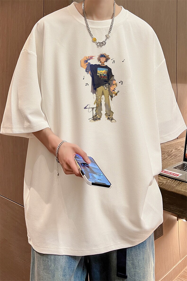 华夫格t恤男短袖男大码五分袖HT73419-P22,男装T恤,电商A040