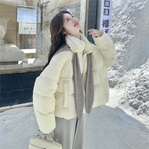 针织披肩90白鸭绒羽绒服女冬季2025新款俏皮减龄短款小个子巨好看