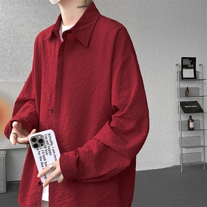 8XL-M泡泡纱盐缩肌理长袖衬衫男夏季冰丝外套防晒衬衣CS29007P40图片