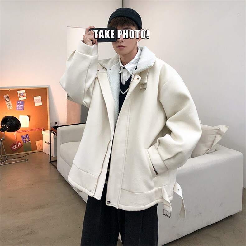 秋冬呢料港风ins纯色加厚羊羔毛短款男保暖棉衣A071-089-P125,男装棉衣,电商A071