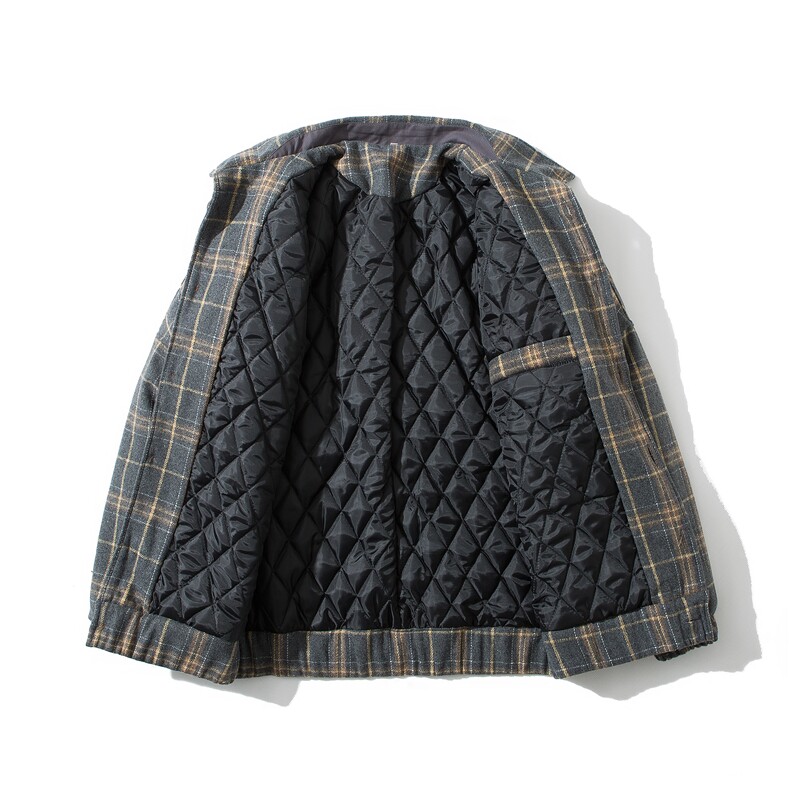 冬季韩版毛呢格子外套男装休闲上衣服加棉加厚棉衣037加棉,男装棉衣,电商B380（原B361）