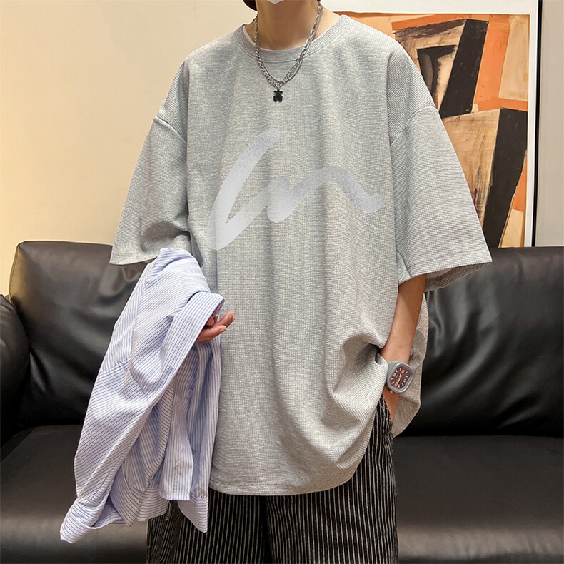华夫格t恤男短袖男大码五分袖酒店风HT73280-P22,男装T恤,电商A040